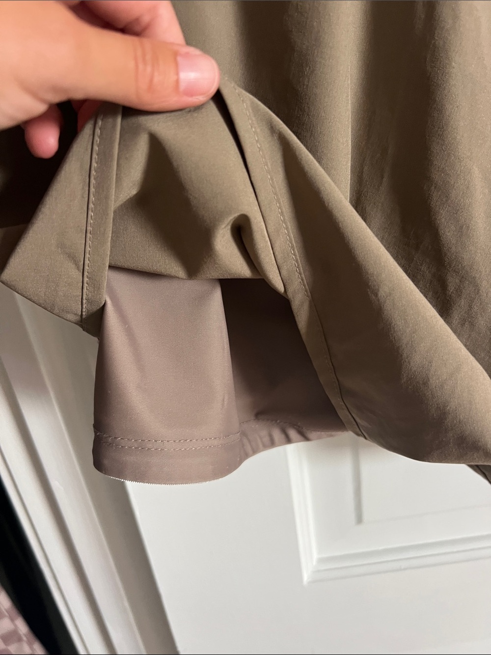 Women's Taupe Athletic Drawstring Shorts with Smocked Waist - Picture 4 of 4